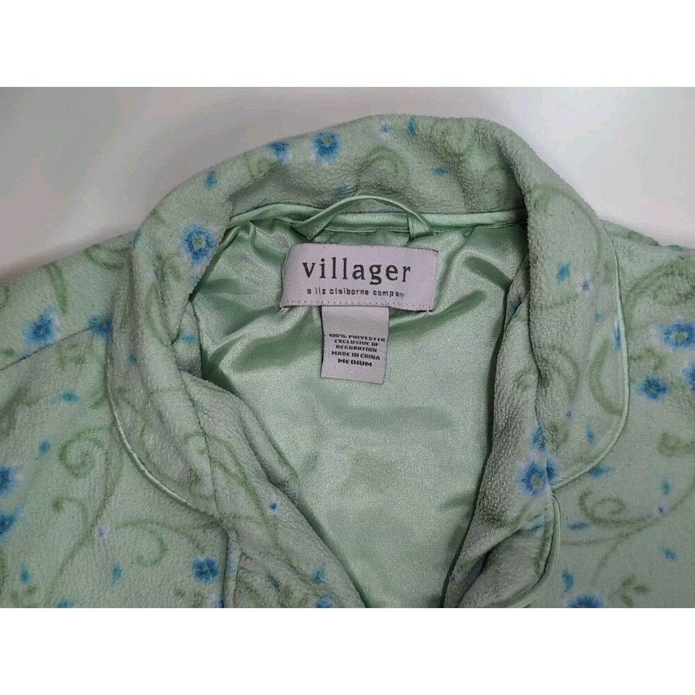 Liz Claiborne - Pajama Set - Women - Medium - Mint Green - Floral Button Up